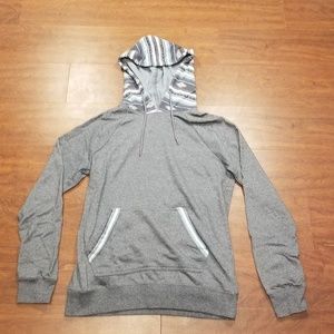 Heather Blue Hoodie with Aztec Printed Hood